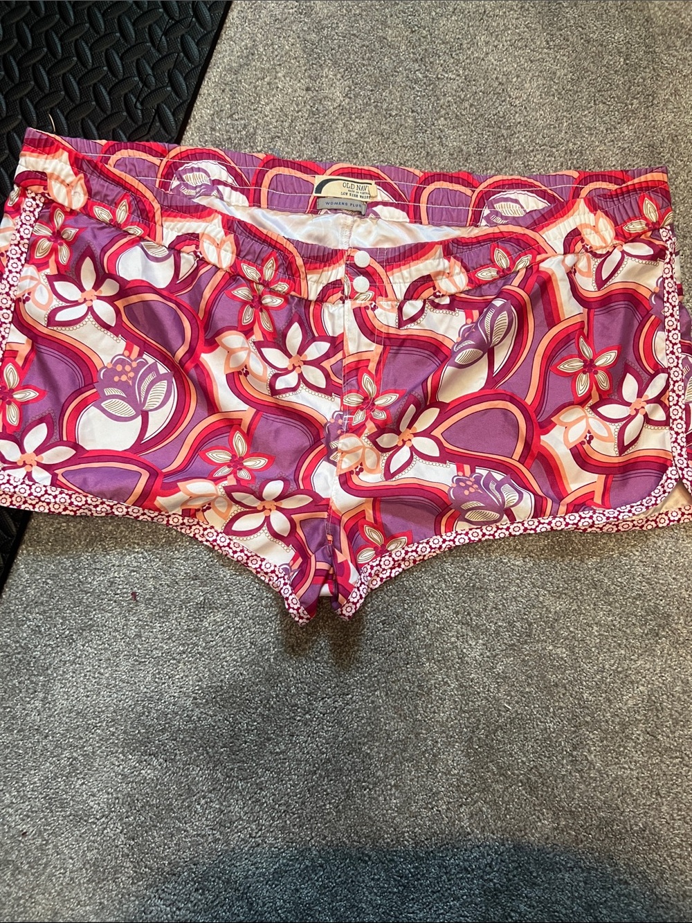 Floral Print Women's  Swimming Shorts - Pink & Purple